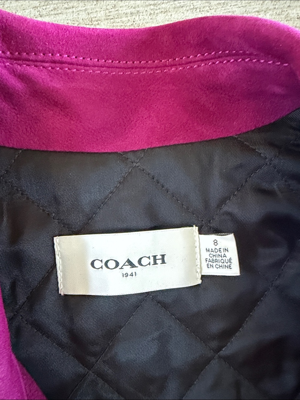 Coach Magenta Suede Moto Jacket - Picture 4 of 10